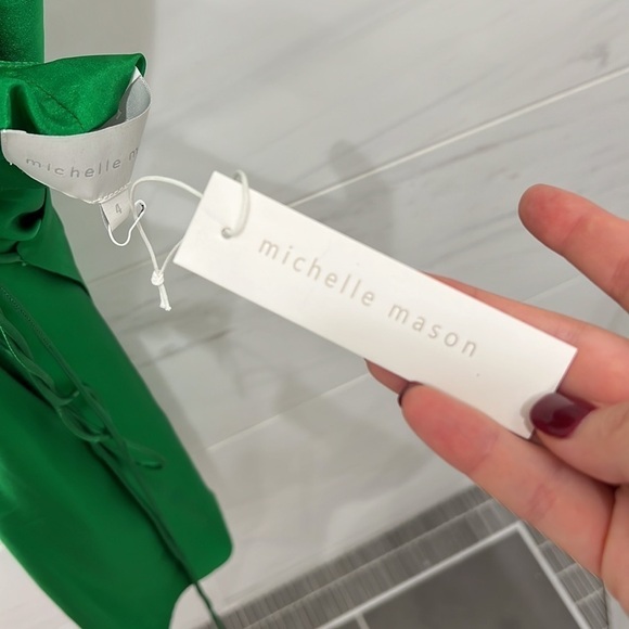 Michelle Mason | NWT 100% Silk Strappy Wrap Mini Dress - Size 4 - Sold Out - Picture 7 of 8